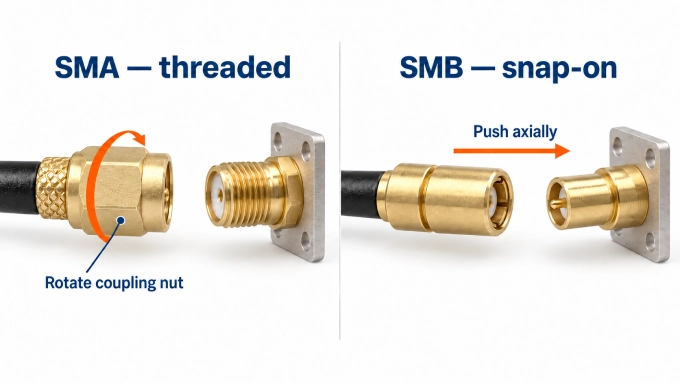 SMA vs SMB connector coupling mechanism