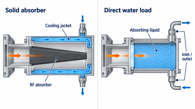 high power waveguide dummy load liquid cooling