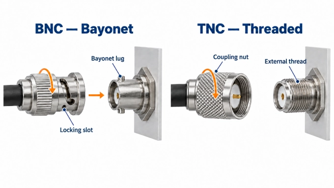 BNC vs TNC connector locking mechanism