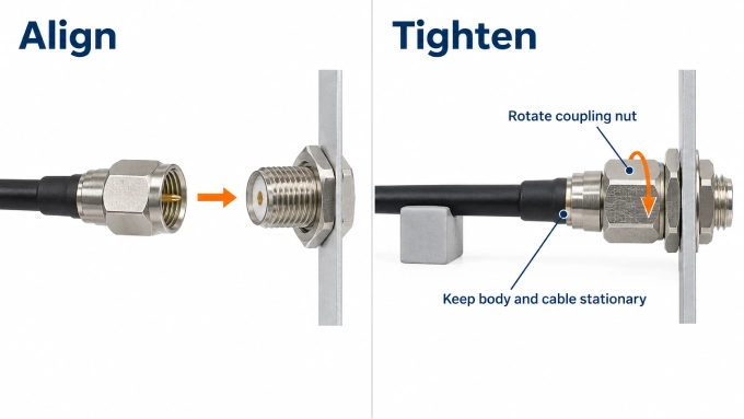 SMA connector alignment
