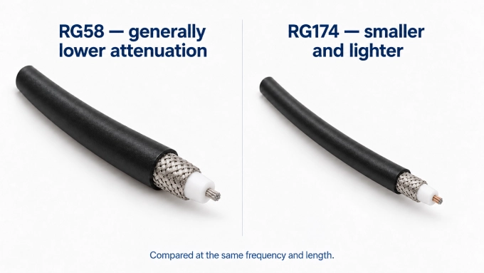 RG58 vs RG174 coaxial cable
