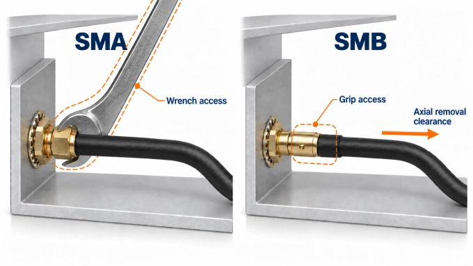  SMA vs SMB connector installation