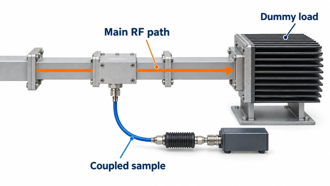 Waveguide directional coupler feeding a dummy load